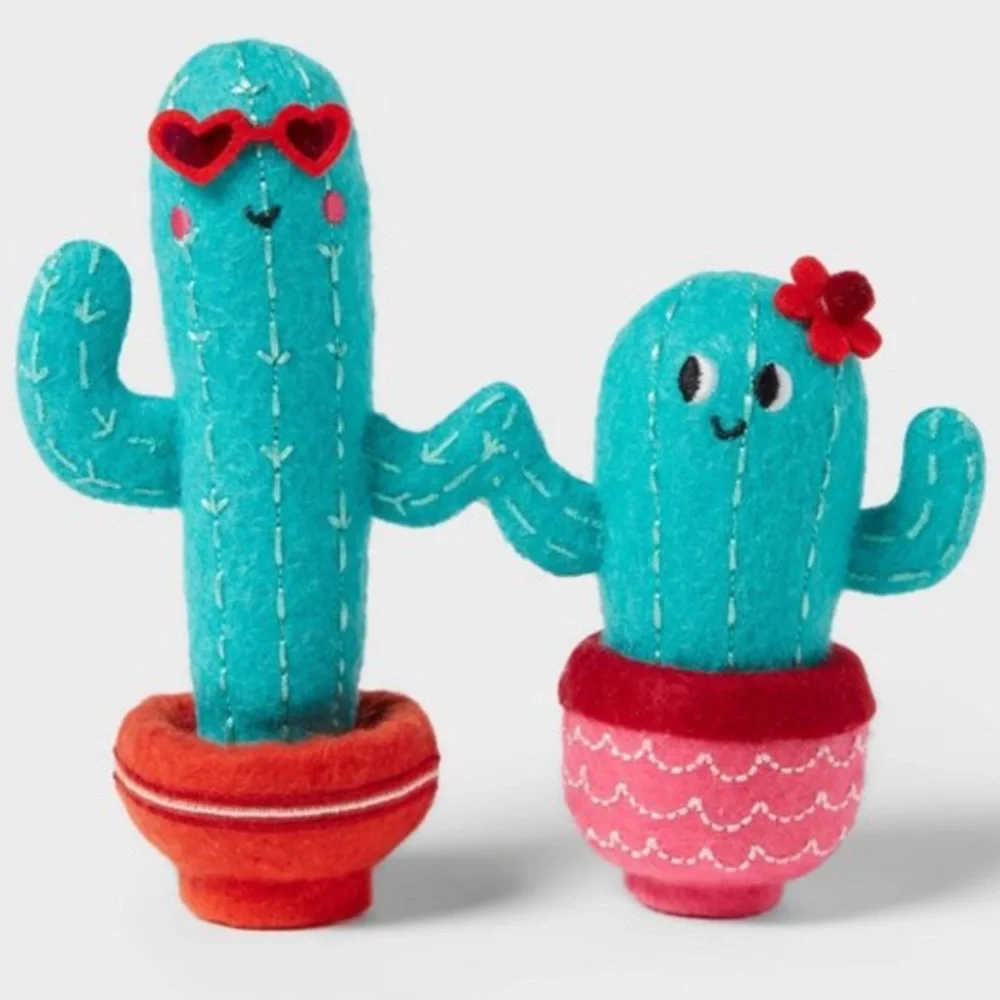 Target Cactus Valentines Day Tabletop Decor Green Pink Red NWT
